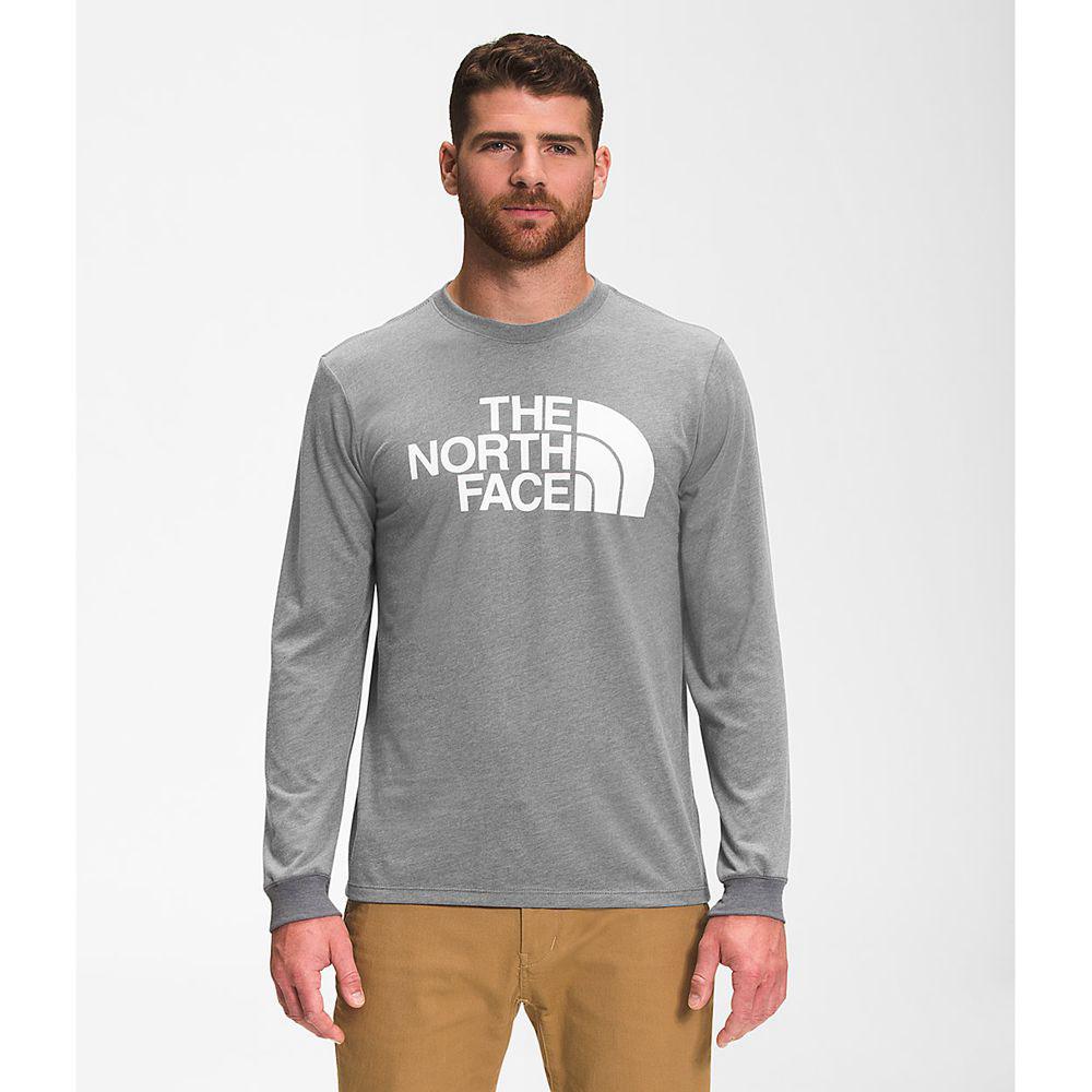 The North Face Long Sleeve Half Dome Ανδρικα Μπλούζα Με Μακρύ Μανίκι - Γκρι / Ασπρα (GMEY09734)